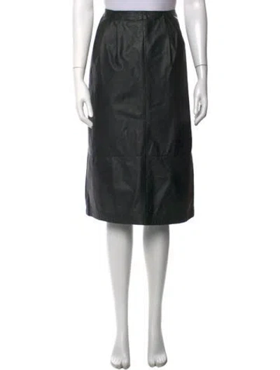 Pre-owned Avanti Leather Midi Length Skirt In Black
