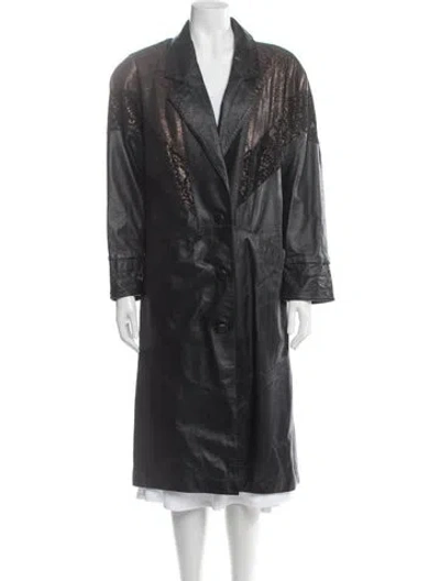Pre-owned Avanti Leather Patterned Coat In Black