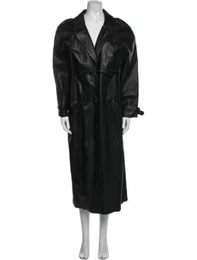 Pre-owned Avanti Leather Trench Coat In Black
