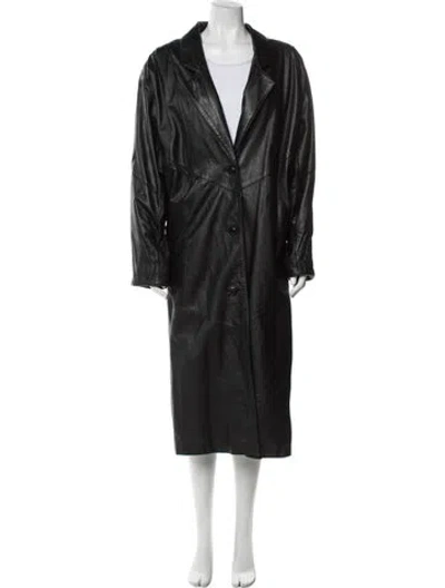 Pre-owned Avanti Leather Trench Coat In Black
