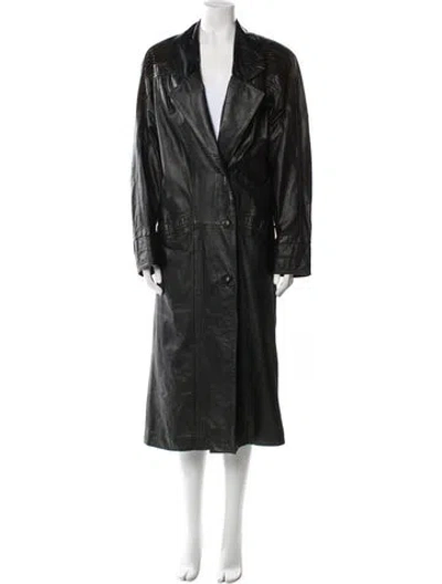 Pre-owned Avanti Leather Trench Coat In Black