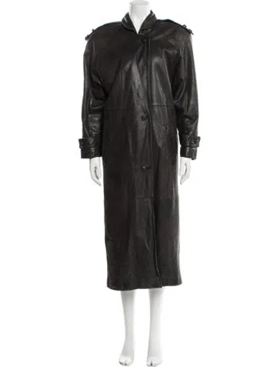 Pre-owned Avanti Leather Trench Coat In Black