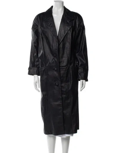 Pre-owned Avanti Leather Trench Coat In Blue