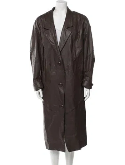 Pre-owned Avanti Leather Trench Coat In Brown