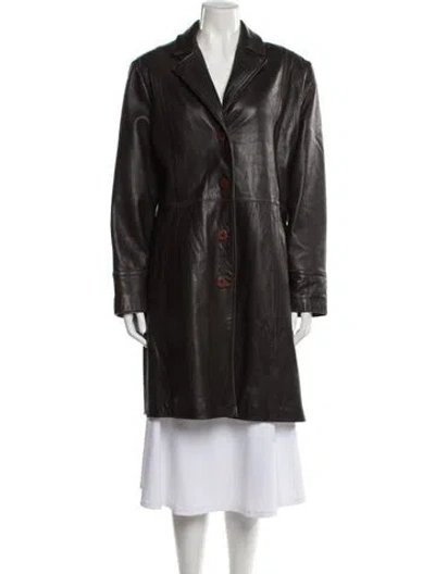 Pre-owned Avanti Leather Trench Coat In Brown