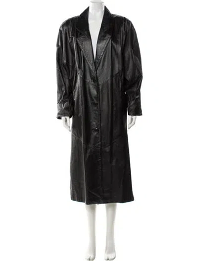 Pre-owned Avanti Leather Trench Coat In Gray