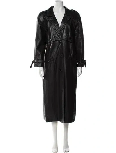 Pre-owned Avanti Leather Trench Coat In Gray