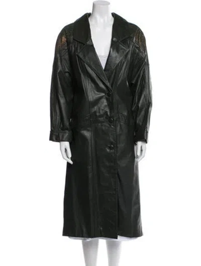 Pre-owned Avanti Leather Trench Coat In Green