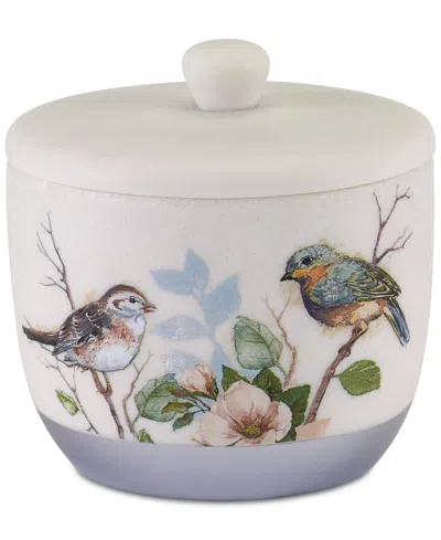 Avanti Love Nest Bird Motif Resin Covered Jar In White