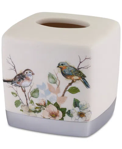 Avanti Love Nest Bird Motif Resin Tissue Box Cover In White