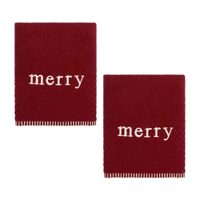 Avanti Merry 2-pc. Embellished Hand Towel In Red