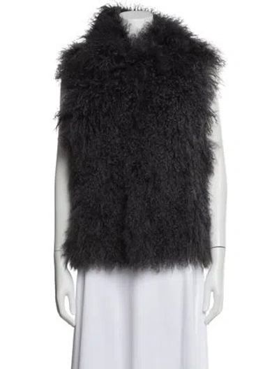 Pre-owned Avanti Mongolian Lamb Vest In Gray