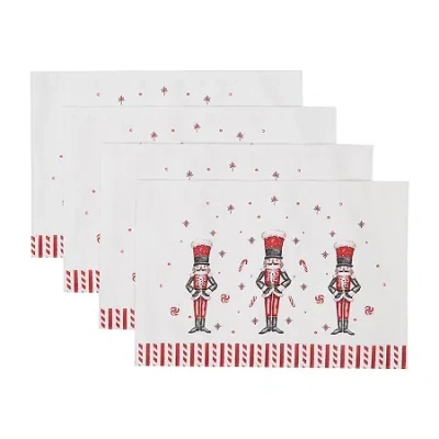 Avanti Nutcracker Candy Holiday 4-pc. Placemat In White