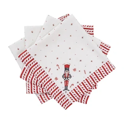 Avanti Nutcracker Candy Holiday Napkins - Set Of 4 4-pc. Napkins In White