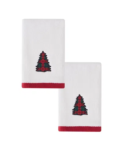 Avanti Patchwork Plaid Cotton Velour Fingertip Towel Set, 2-pack In Red