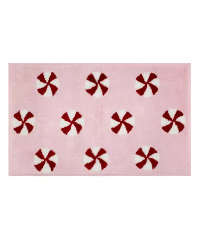 Avanti Peppermint Candy Polyester Bath Rug, 20" X 32" In Pink