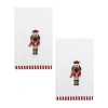 Avanti Peppermint Nutcracker 2-pc. Embellished Fingertip Towel In White