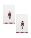 Avanti Peppermint Nutcracker Cotton 2-pc. Fingertip Towel Set, 18" X 11" In White