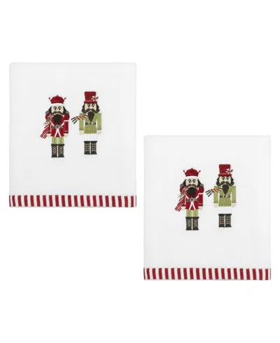 Avanti Peppermint Nutcracker Cotton 2-pc. Hand Towel Set, 28" X 16" In White