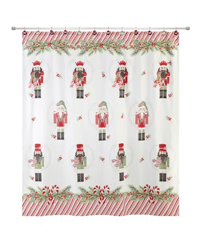 Avanti Peppermint Nutcracker Polyester Shower Curtain, 72" X 72" In Multi