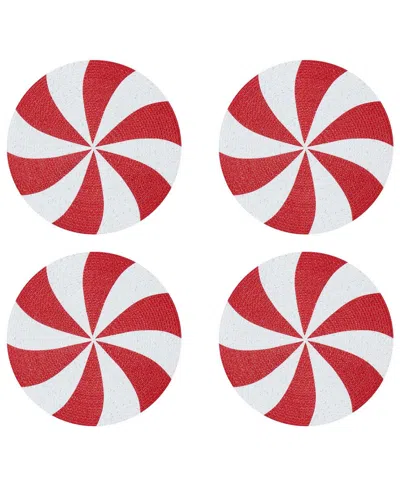 Avanti Peppermint Round Braided Placemats, Set Of 4 In Multi