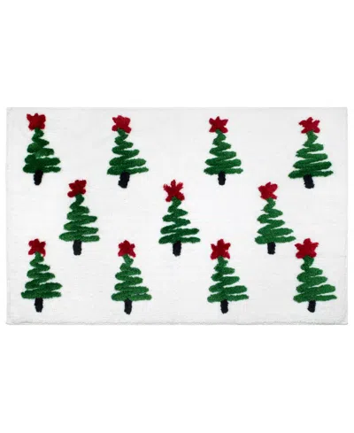 Avanti Ribbon Tree Polyester Bath Rug, 20" X 32" In White