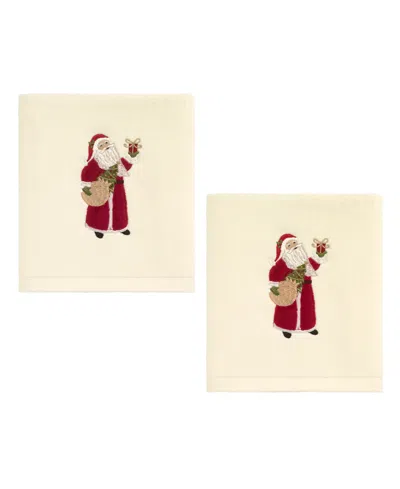 Avanti Santa Gifts Cotton Decorative Hand Towel, 2-pack In White