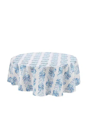 Avanti Seagrass Stripe Water-resistant Indoor And Outdoor Tablecloth, 70" Round In Blue