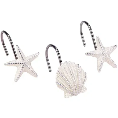 Avanti Sequin Shell Shower Curtain Hooks In White