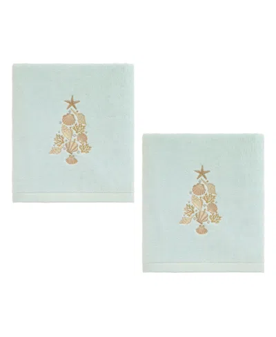 Avanti Shell Tree Cotton Decorative Hand Towel, 2-pack In Blue