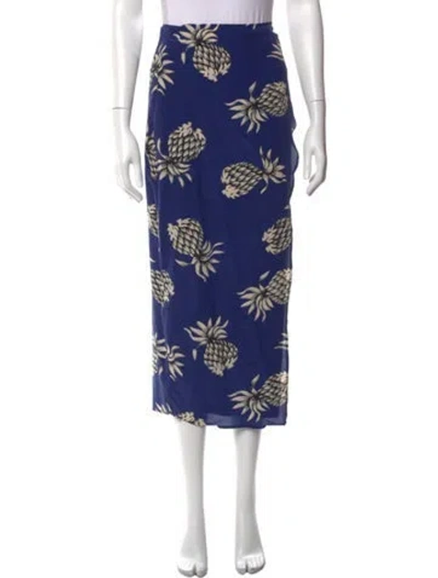 Pre-owned Avanti Silk Midi Length Skirt W/ Tags In Blue