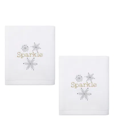 Avanti Snowflake Cotton Hand Towel Set, 28" X 16" In White