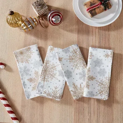 Avanti Snowflakes 4-pc. Napkins In White