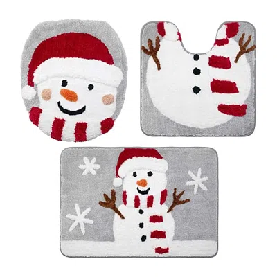 Avanti Snowman Flake 3-pc. Bath Rug Set In Gray