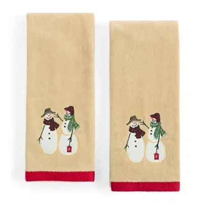 Avanti Snowman Gathering 2-pc. Embellished Hand Towel In Sand