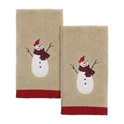 Avanti Snowman Gathering 2-pc. Fingertip Towel In Brown