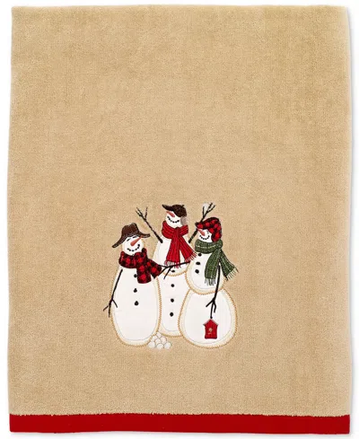 Avanti Snowman Gathering Holiday Cotton Bath Towel, 27" X 50" In Brown