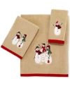 Avanti Snowman Gathering Holiday Cotton Bath Towels In Brown