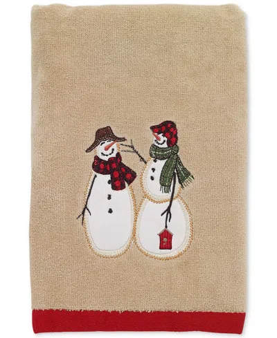 Avanti Snowman Gathering Holiday Cotton Hand Towel, 16" X 30" In Brown