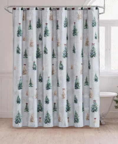 Avanti Snowy Pines Shower Curtain, 72" X 72" In Blue