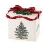 Avanti Spode Christmas Tree Hand Painted Bathroom Canister In Red