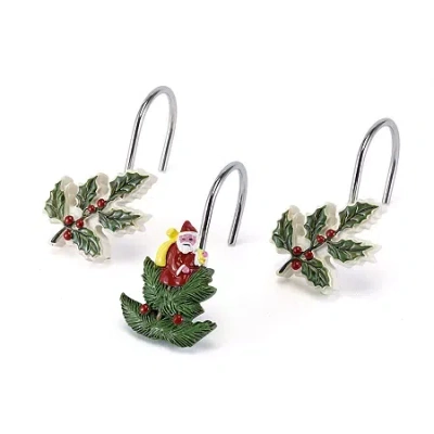 Avanti Spode Christmas Tree Shower Curtain Hooks In Red