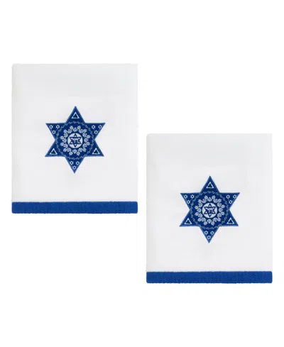 Avanti Star Light Cotton Decorative Embroidered Hand Towel, 2-pack In Blue