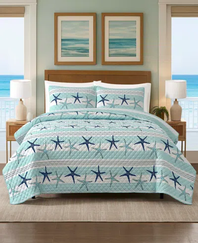 Avanti Starfish Stripe Reversible 3-pc. Quilt Set, King In Blue