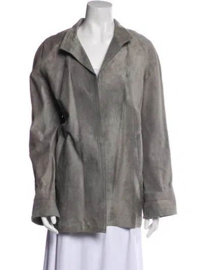 Pre-owned Avanti Suede Coat In Gray
