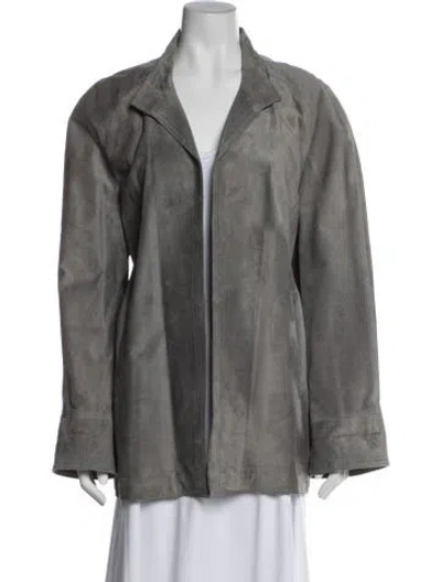 Pre-owned Avanti Suede Coat In Gray