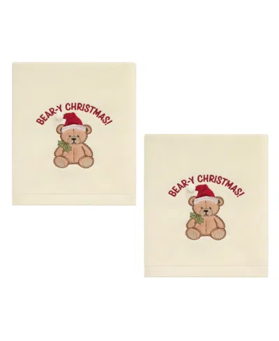 Avanti Teddy Bear Cotton Decorative Hand Towel, 2-pack In White