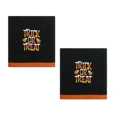 Avanti Trick Or Treat 2 Pack Hand Towel In Black