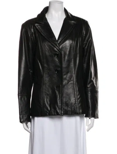 Pre-owned Avanti Vintage Leather Biker Jacket In Black