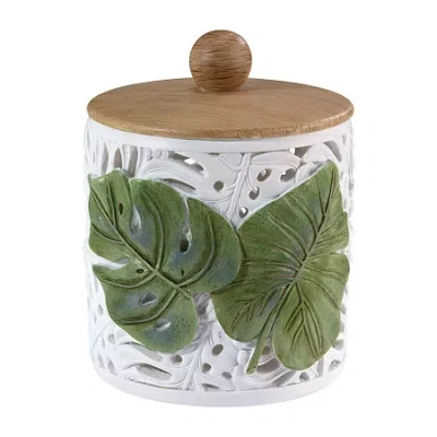 Avanti Viva Palm Hand Painted Bathroom Canister In Green